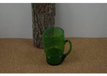 Zielony kufel szklany vintage PRL szkło barwione