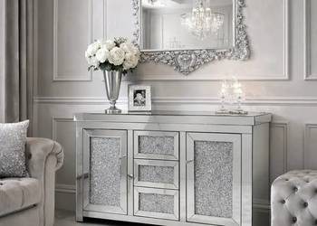 Nowoczesna komoda lustrzana z szufladami z kryształkami 130