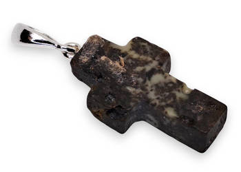 Zawieszka wisiorek krzyżyk z bursztynu, BURSZTYN bałtycki krzyż #1318