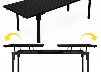 Stół ogrodowy rozkładany 180-240 cm do 12 os. stal HDPE czarny