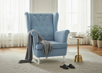 Fotel Uszak Caro Błękitny, Dostawa 0zł!
