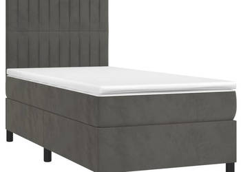 Łóżko kontynentalne z materacem i LED szary aksamit 90x190 cm WM-3136216