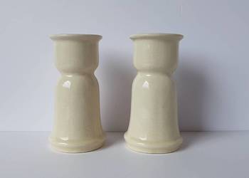 2x świecznik ceramiczny Bolesławiec, Wolanin, ceramika PRL