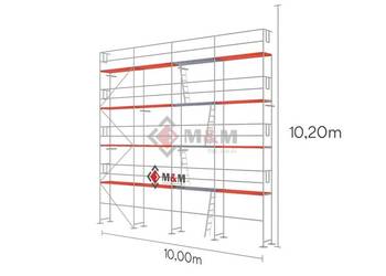 Zestaw 102 m2 Rusztowanie 10x10,2m Ramy stalowe 2m podest DREWNO 2,5m