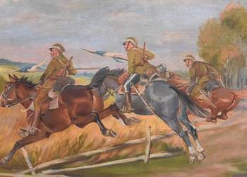 Wojciech Kossak - Pogoń za Bolszewikami - Stary Duży Obraz Rama Kossakówka