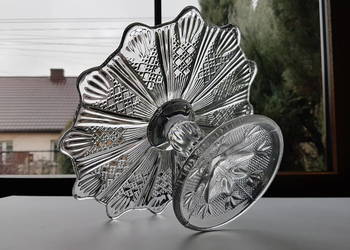 Patera / tortownica wzór nr 320 (Wachlarze), Ząbkowice, szkło PRL