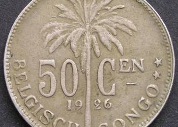 KONGO BELGIJSKIE 50 CENTIMES 1926  - KRÓL ALBERT