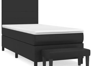 Łóżko z Materacem Kontynentalne Czarne Ekoskóra 80x200 cm WM-3137509