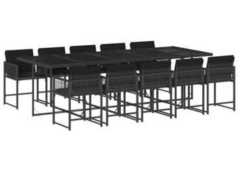 11-cz. zestaw mebli do ogrodu z poduszkami czarny rattan PE WM-3211471
