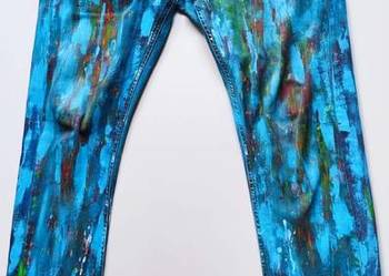 Spodnie dżinsowe LEE – unikatowe, ręcznie malowane, Designerskie, Art Jeans