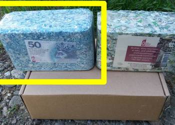 Brykiet z banknotów 50zł zniszczone 55000zł przesyłka gratis