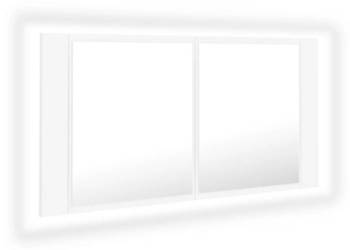 Szafka łazienkowa z lustrem i LED biała 90x12x45 cm akryl WM-804972