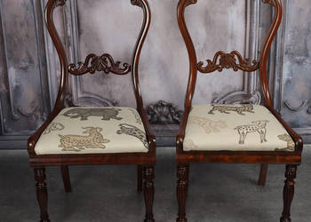 -ARTexpert- Para krzeseł krzesła wiktoriańskie typu „Balloon Back” XIX w