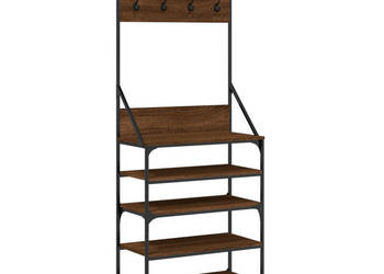 Wieszak na ubrania z miejscem na buty brązowy dąb 70x34x184 cm WM-837876