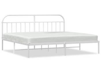 Łóżko Metalowe Białe Rama Łóżka Ze Stelażem Biała 193x203 cm WM-353690