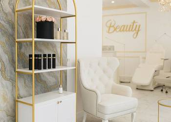 Regał biało-złoty owalny 190x30x80