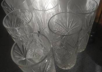 Vintage ,6 szklan long drink ręcznie szlifowanych