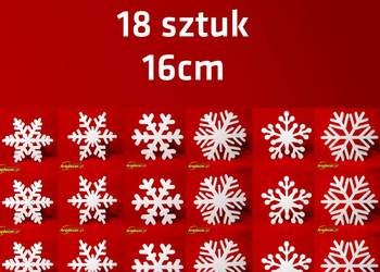 Śnieżynki styropianowe 16 cm Komplet 18 sztuk.