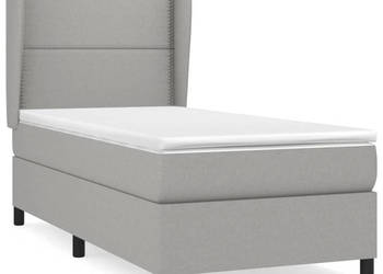 Łóżko kontynentalne z materacem jasnoszare tkanina 100x200cm WM-3127861