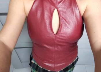 Alba moda gorset bluzka z naturalnej miękkiej skóry jagnięcej XS s m