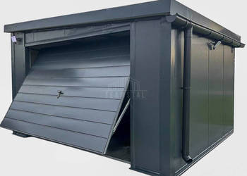 Garaż płyta warstwowa 4x4  Antracyt  Dach spad w prawo TS1237