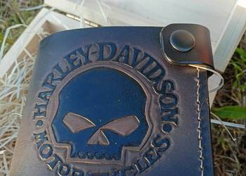 Skórzane rękodzieło portfel Harley biker motocyklowy ,skóra bydlęca prezent
