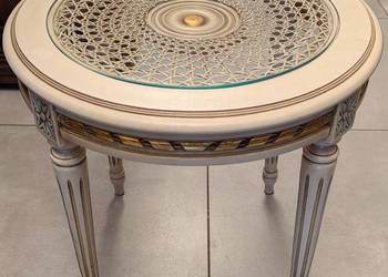 Piękny okrągły nieduży stolik empire ecru-sklep Dąbrowa Górnicza