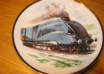 Parowóz Mallard porcelanowy talerz Derick Bown design