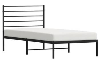 vidaXL Metalowa rama łóżka z wezgłowiem, czarna, 75x190 cm(SKU:352309)