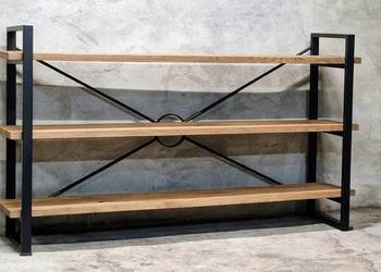 Regał NA WYMIAR na książki DĘBOWY DĄB oflis loft industrialny mal PROSZKOWO