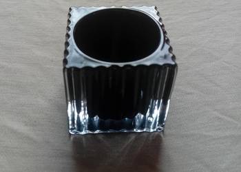 Świecznik Tealight, szkło częścowo malowane na czarno. Sygnatura Patent.,