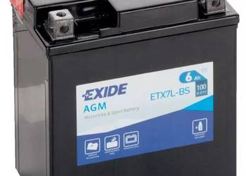 Akumulator motocyklowy 6Ah 100A EXIDE ETX7L-BS YTX7L-BS 12V