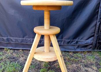 Taboret kuchenny regulowany stołek drewniany do kuchni okrągły buk 45/60 cm