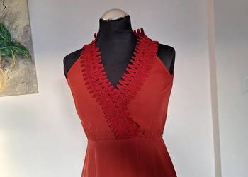 Piękna długa maxi jesienna sukienka zwiewna lekka 36 Spotlight burgund