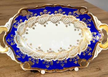 Elegancka ażurowa patera porcelanowa Alka Apart kobalt złocone reliefy girl