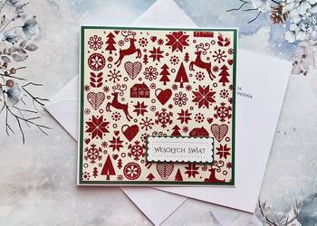 Kartka świąteczna ręcznie robiona z kopertą