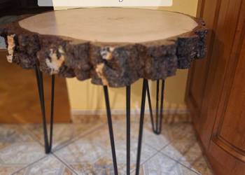 Rustykalny stolik kawowy z plastra brzozy