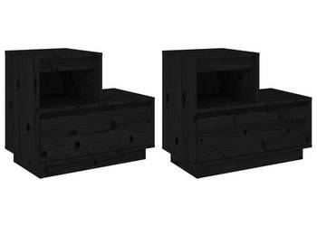 Szafki nocne 2 szt. czarne 60x34x51 cm lite drewno sosnowe WM-814383