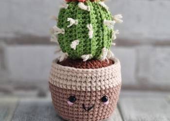 Kawaii sukulent szydełkowy w doniczce | Prezent na parapetówkę