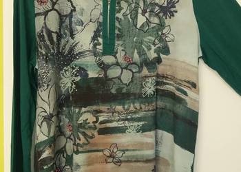 L Dwumateriałowa bluzka/ tunika w zielonej tonacji Gina Laura