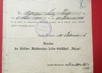 ( 1238 ) Dokument Niemiecki Stettin