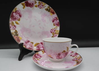 Trio Śniadaniowe, zestaw Porcelany Royal Norfolk – Romantyczny Motyw Róż