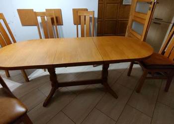 Stół drewniany rozkładany 6 krzeseł