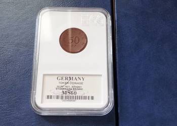 Stare monety 50 fenig 1921 porcelana Niemcy grading