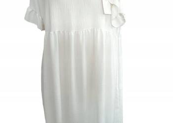 Sukienka biała z falbanka /plażowa /ciążowa - Uni biust 118cm