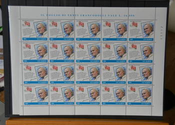 Znaczki. Papież Jan Paweł II San Marino. II ** Ks Chr 265