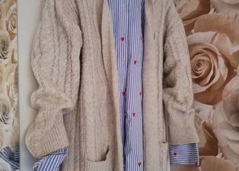 Sweter kardigan dłuższy zara r 42 bezowy