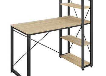 Biurko komputerowe regał z półkami regulowane nóżki dąb sonoma