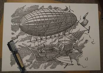 Rysunek: sterowiec - cienk - blok t. A3 250 g/m2