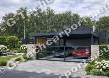 Wiata stalowa garażowa 6x6 carport 2 stanowiska z magazynkiem Żywiec